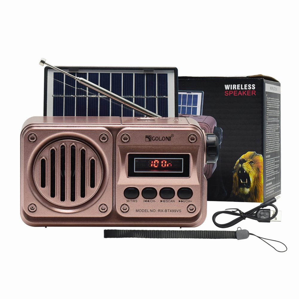 Radio Portabel RD-BT499VS/DR-925Z Baru AM / FM Mini Player Outdoor Broadcast Dengan panel surya Pembicara