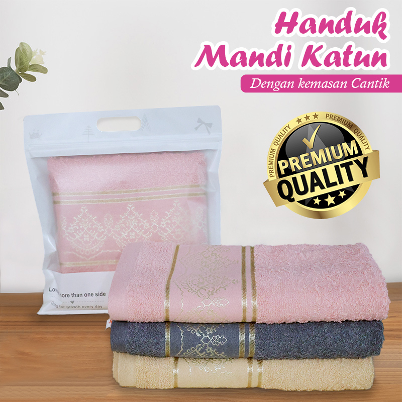 Handuk Mandi Polos Kemasan Bahan Katun Ukuran 70cm x 140cm Terlaris Praktis Dan lembut - J3A1