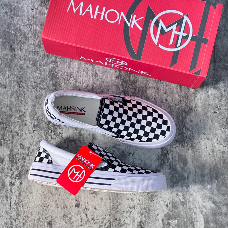 Mahonk Sneakers - Sepatu Slip On Checkerboard Gr2 (BISA COD) Sepatu Slipon Pria Wanita