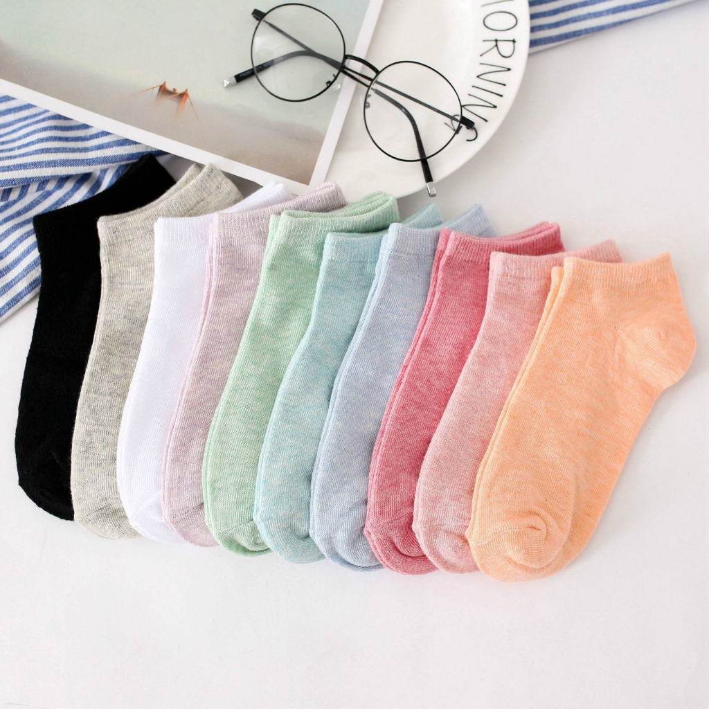 IMPORT Kaos Kaki Wanita Dewasa Remaja Polos / Kaos Kaki Pendek Korea Sock Semata Kaki