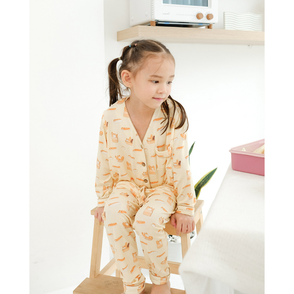 Cielyn - Ruby V Neck - TENCEL™ MicroModal - Breakfast Series - Piyama Wanita - Couple Kids Set