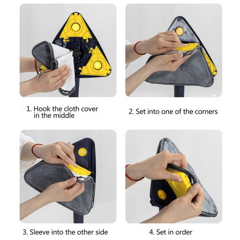 Alat Pel Kain Microfiber Cleaning Mop Triangular 360 Rotating Desain Unik Gagang Teleskopik Kain Mikrofiber