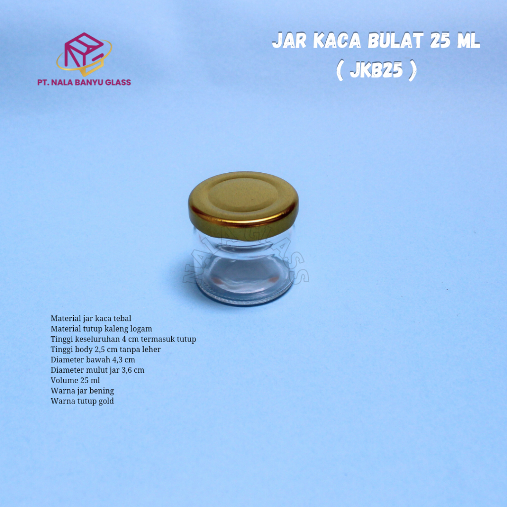 JKB25 jar kaca 25ml / botol mini 25ml / mini jar kaca 25ml