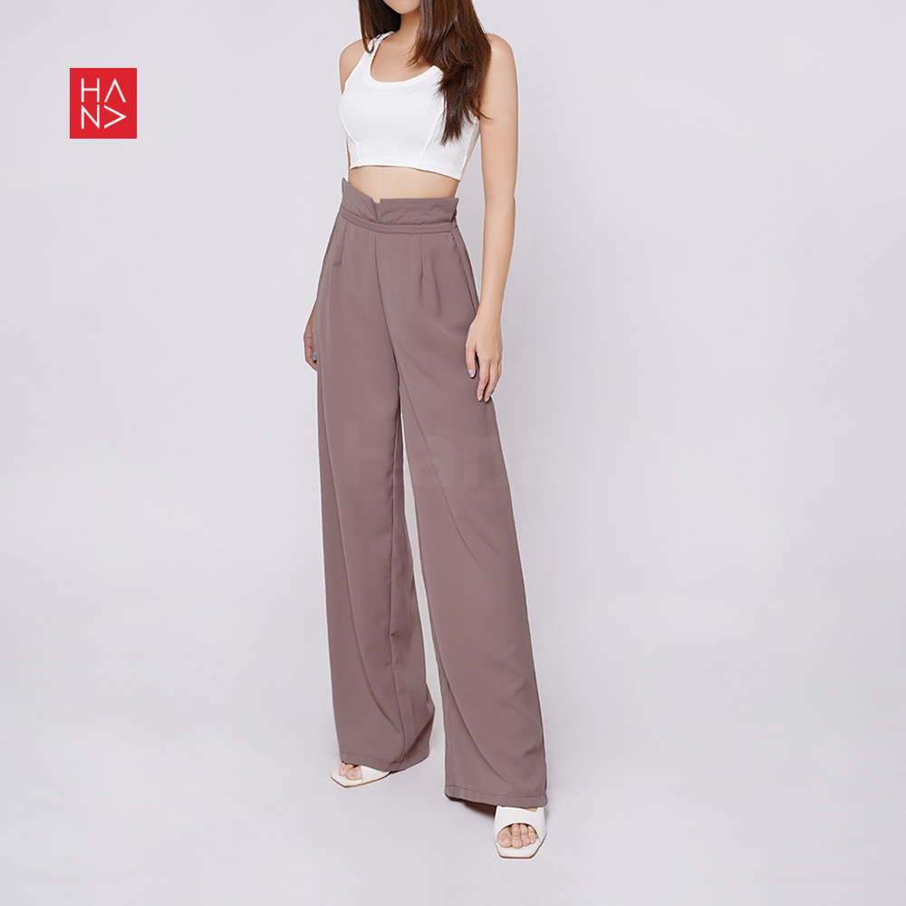 Hana Fashion - Maudy Highwaist Pants Trendy Long Pants Celana Panjang - LP167