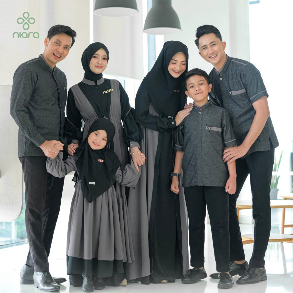 Sarimbit Keluarga Arabella By Niara Family Set Couple Warna Amarta Hitam