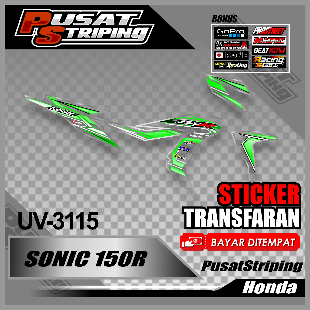 STICKER TRANSPARAN STRIPING SONIC 150R / STRIPING UV SONIC 150R / VARIASI SONIC 150R