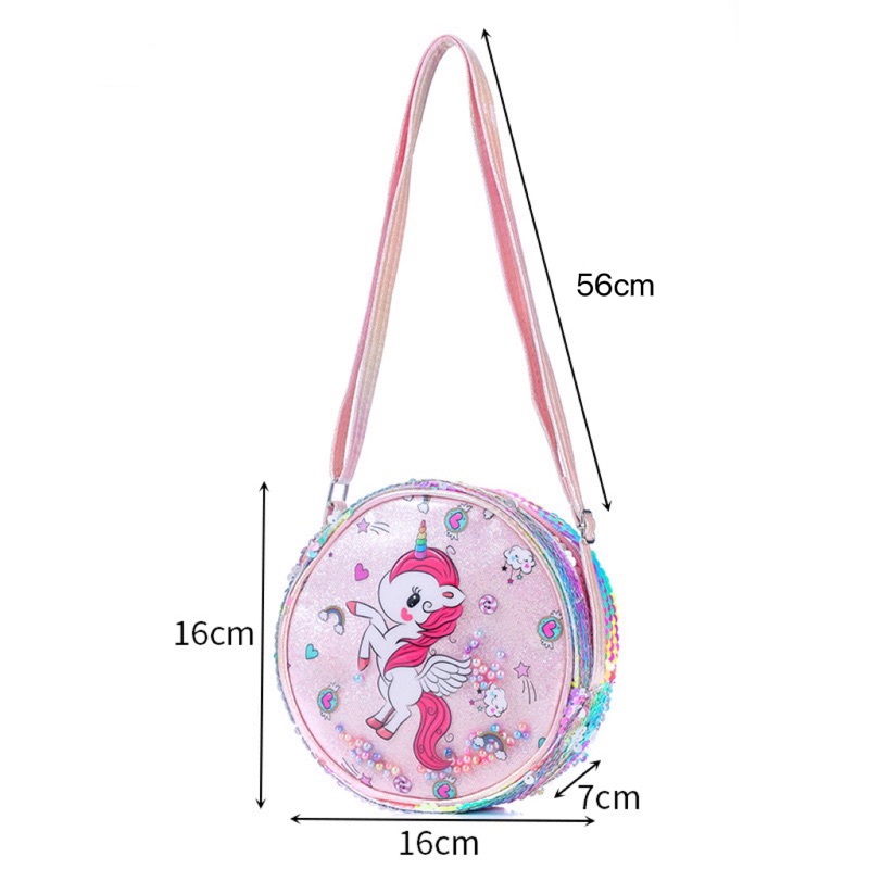 tas selempang sequin unicorn tu085 sling bag anak perempuan