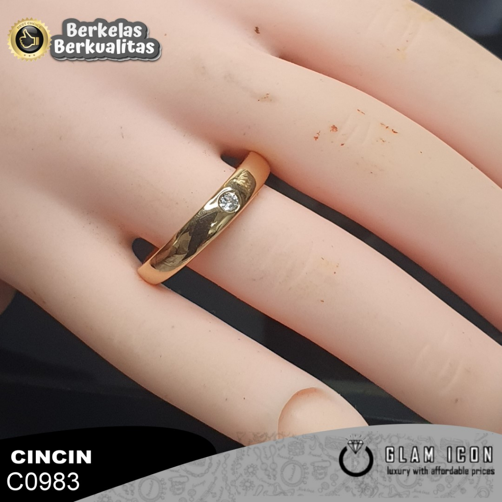 Cincin Couple Motif simple mata satu kecil C0983 CCG【BISA COD】