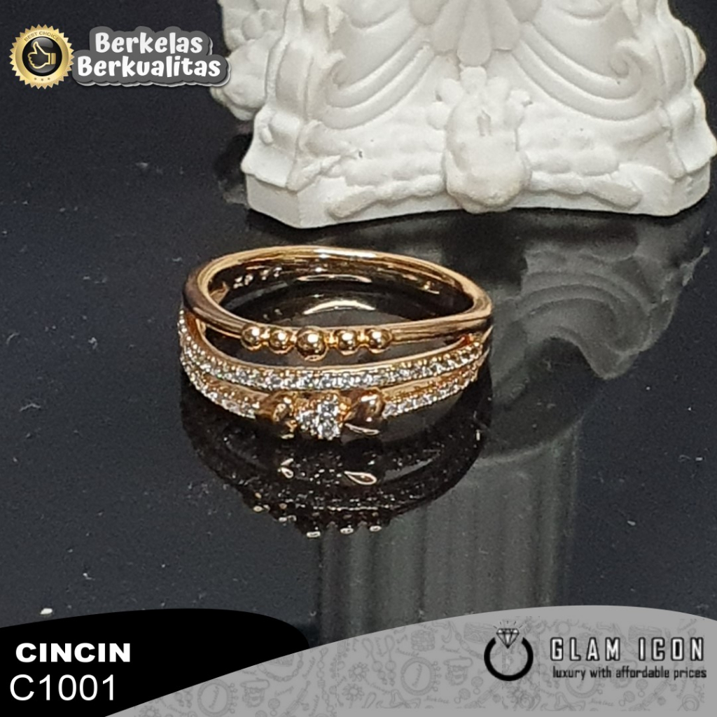 Cincin Wanita Motif Tiga Layer Mata Pasir C1001 CCG