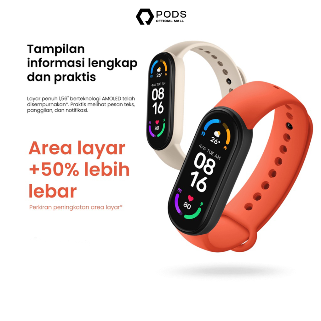 Smartband M6 Waterproof Touch Screen Heartbeat Monitor - Blood Pressure Monitor Smartwatch - By PodsIndonesia