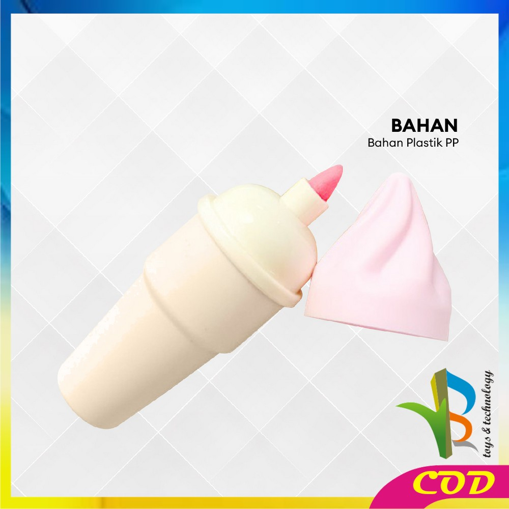 RB-A57 Highlighter Pen Es Krim Cone Monas 6 in 1 Free Pouch Penanda Berwarna / Spidol Highlighter Model Ice Cream Cone Unik Alat Tulis kantor Stationery