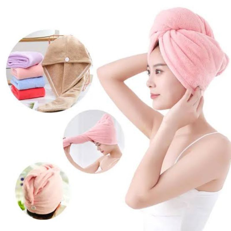 Handuk Keramas Pengering Rambut Microfiber Hair Wrap Towel