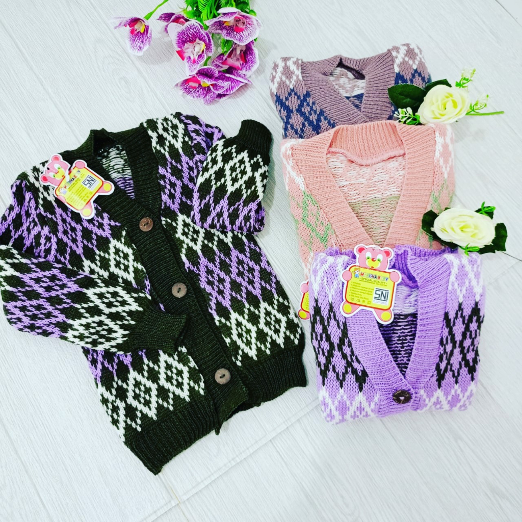 Cardigan Rajut Motif Ketupat
