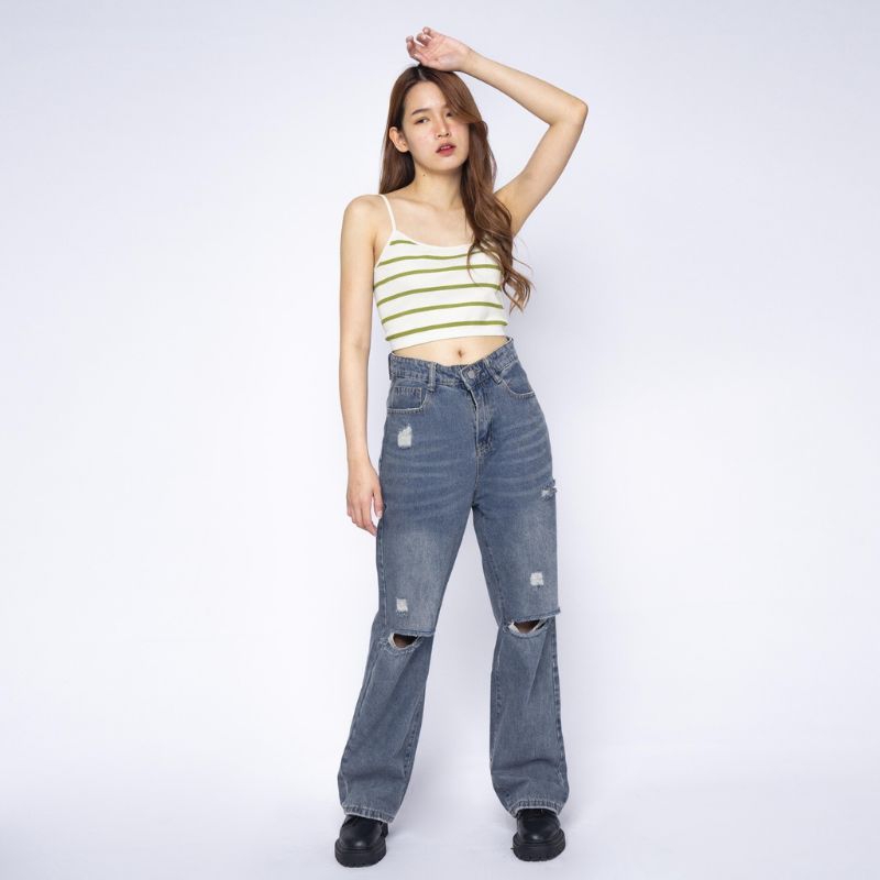 Jeans 8027 - CELANA JEANS WANITA BUGGY HIGH WAIST