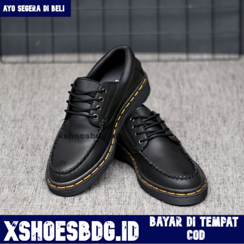 Sepatu Docmart Pria Kulit Original Formal Casual Pantofel Kerja Kuliah Main Kondangan Hitam Dinas Resmi