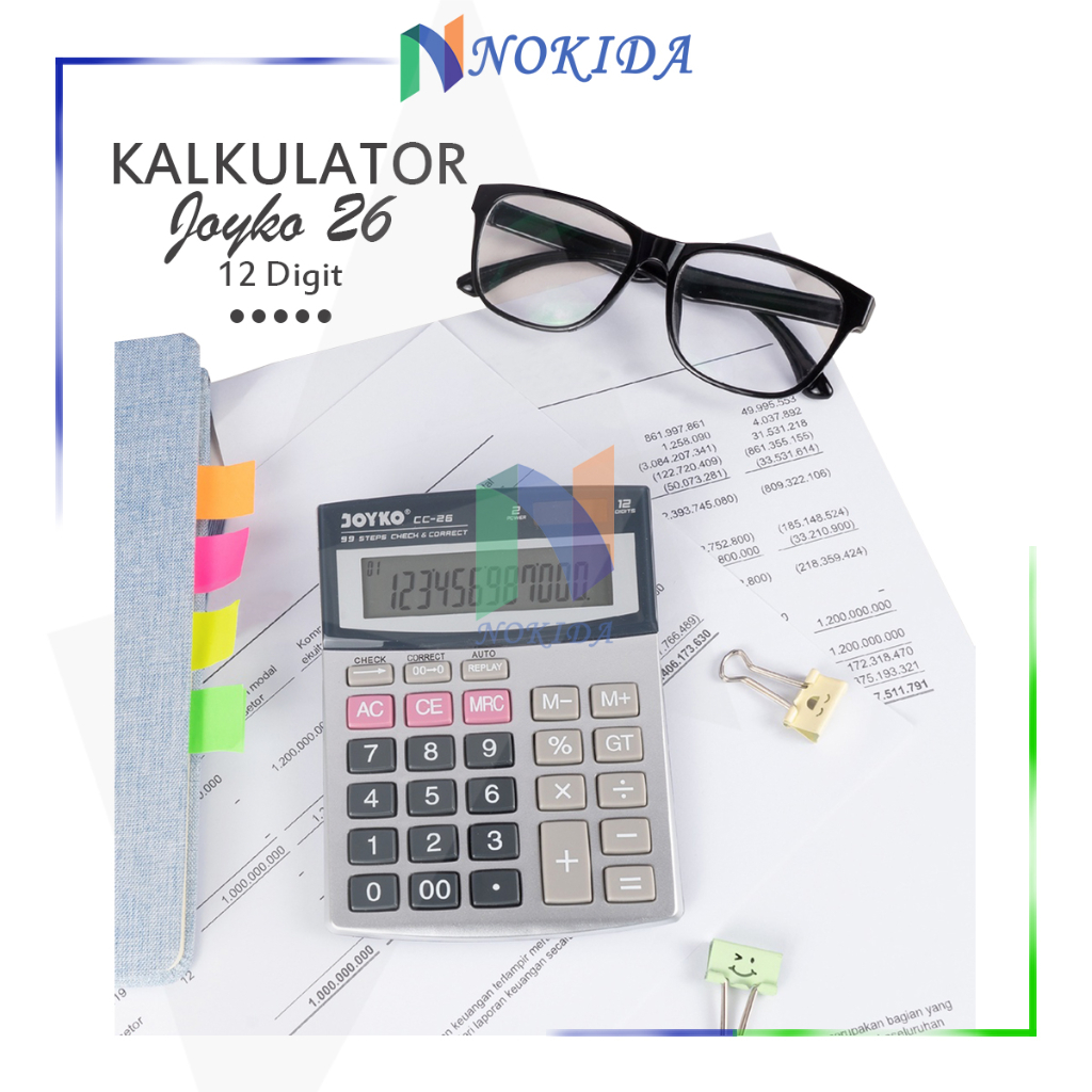 

Nokida Kalkulator 12 Digit Joyko CC-26 Check Correct / Calculator Office / Kantor / Menghitung