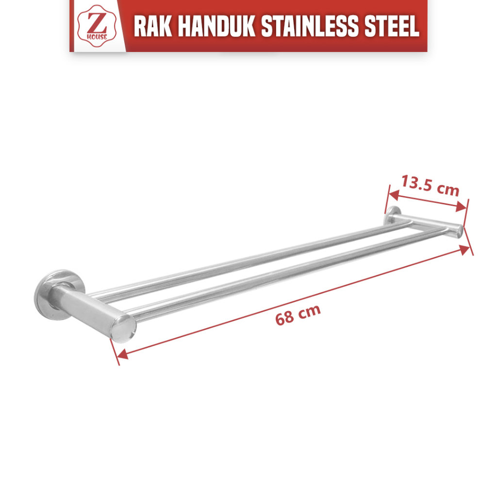 PROMO RAK  HANDUK 60/70CM 2 BARIS GANTUNGAN HANDUK JEMURAN HANDUK RAK HANDUK STAINLESS STEEL PREMIUM