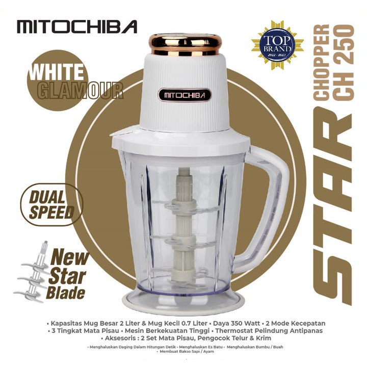 Mitochiba Chopper CH 250 Star Chopper Blade 2 Liter 9 Mata Pisau Garansi Resmi