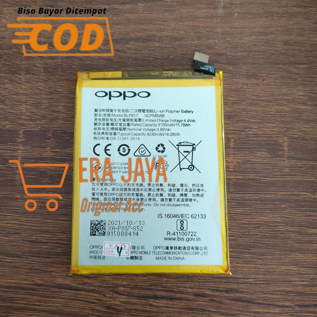 Batre Baterai Hp Original Oppo A15 2020 CPH2185 / Opo A15s CPH2179 Kode Model BLP817BLP 817 Battery 