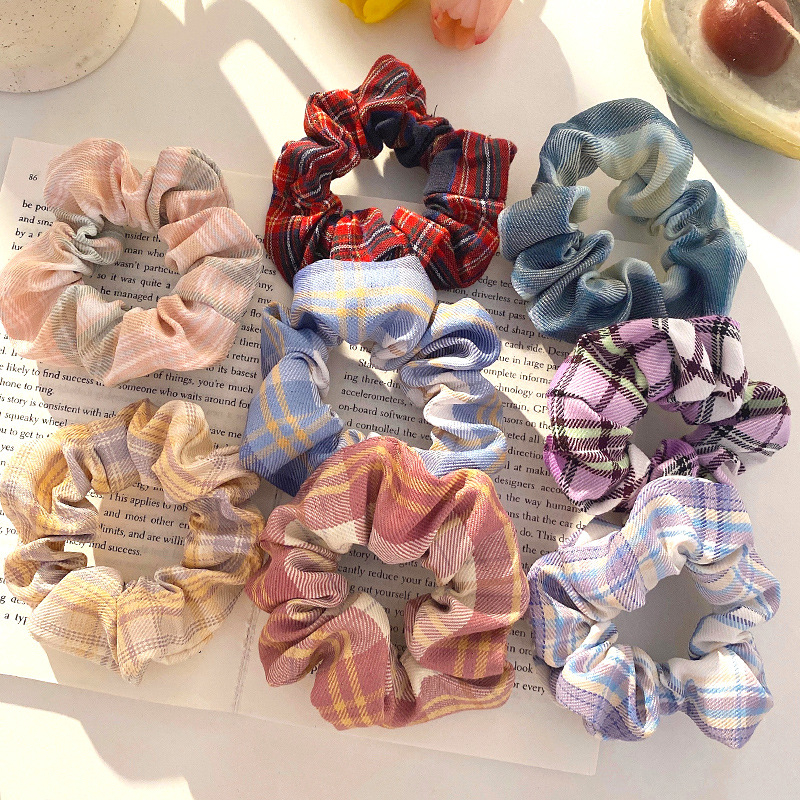 Scrunchies Series Ikat Rambut Kain Ponytail Warna Lucu Model Korea Aksesoris Rambut Wanita Sederhana Bulu-bulu atau Kain