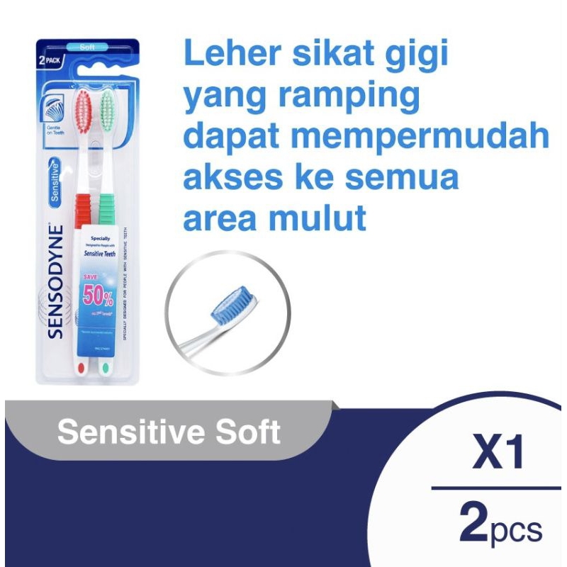 SENSODYNE SIKAT GIGI SENSITIVE SOFT ISI 2 PCS &amp; SENSITIVE SOFT ISI 3PCS