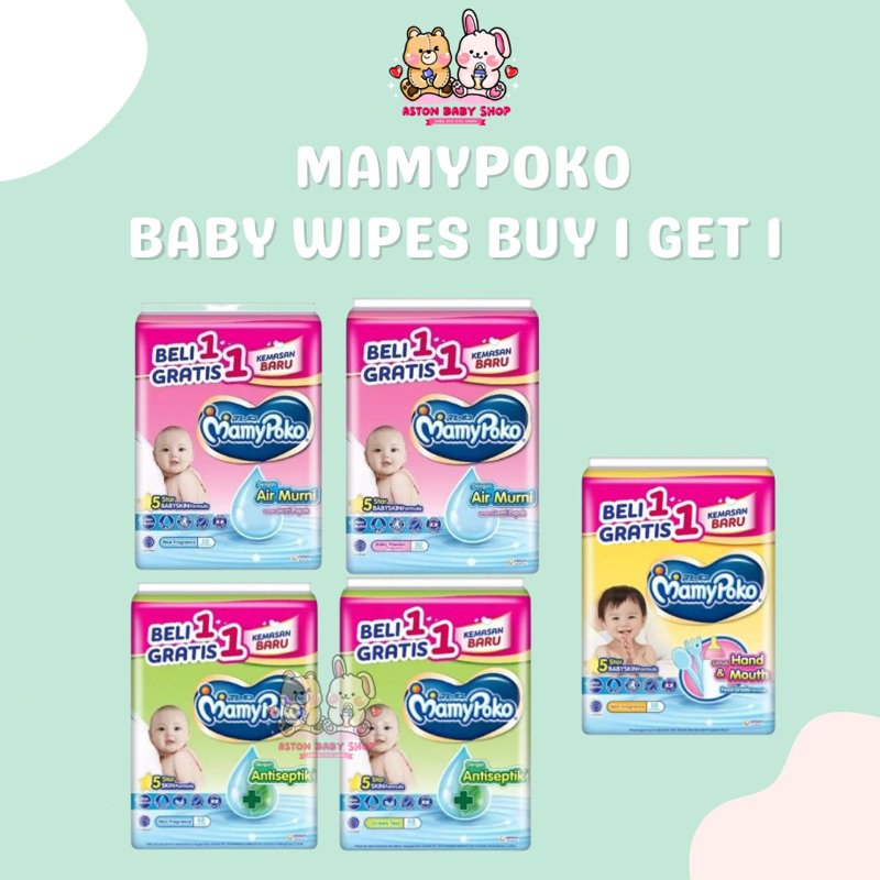 Mamypoko Baby Wipes Wet Wipes BUY 1 GET 1 Air Murni / Antiseptik / Hand &amp; Mouth Tisu Basah Bayi