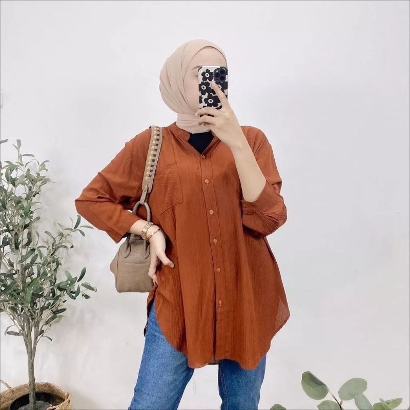 daily blouse sanghai cringkle airplow lengan 3/4
