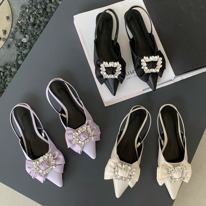 (( 02HR) Flatshoes ribbon Zircon satin/kilat SOL KARET