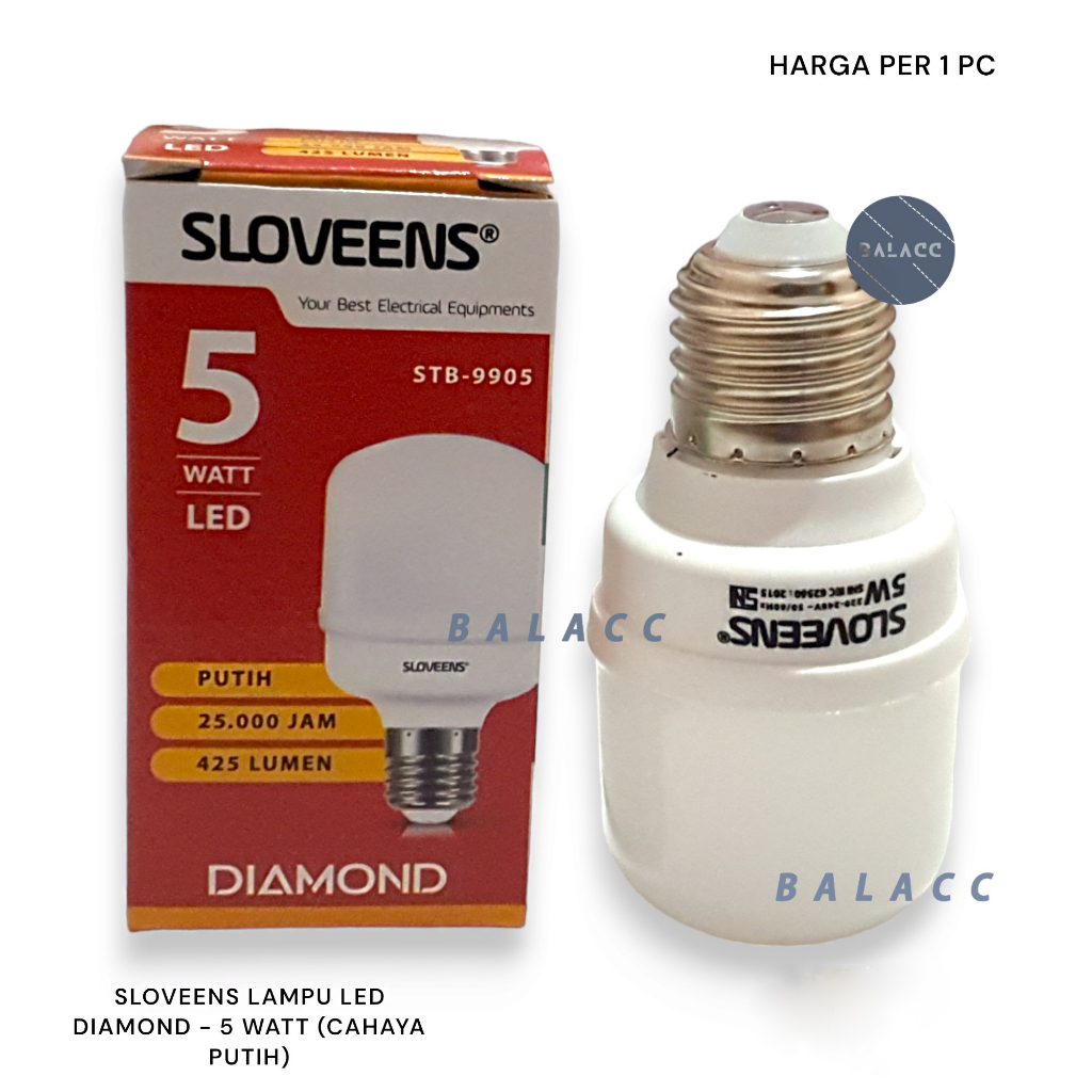 Lampu Led Sloveens Diamond 5 watt 5w Cahaya Putih Terang Berkualitas ( Paket isi 10 Pcs )