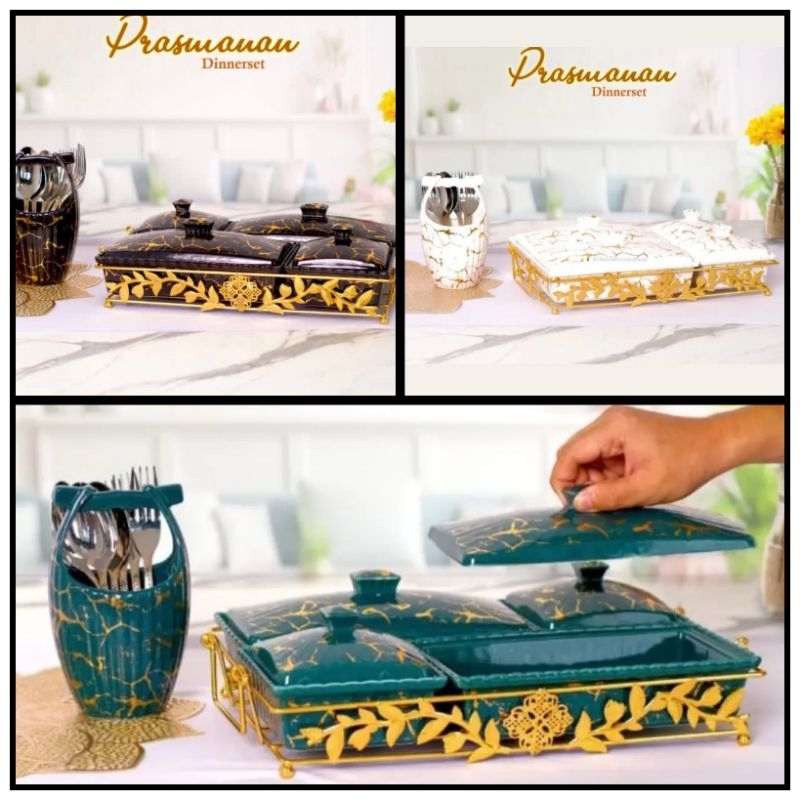 prasmanan set tempat sendok marble sepaket berbahan keramik