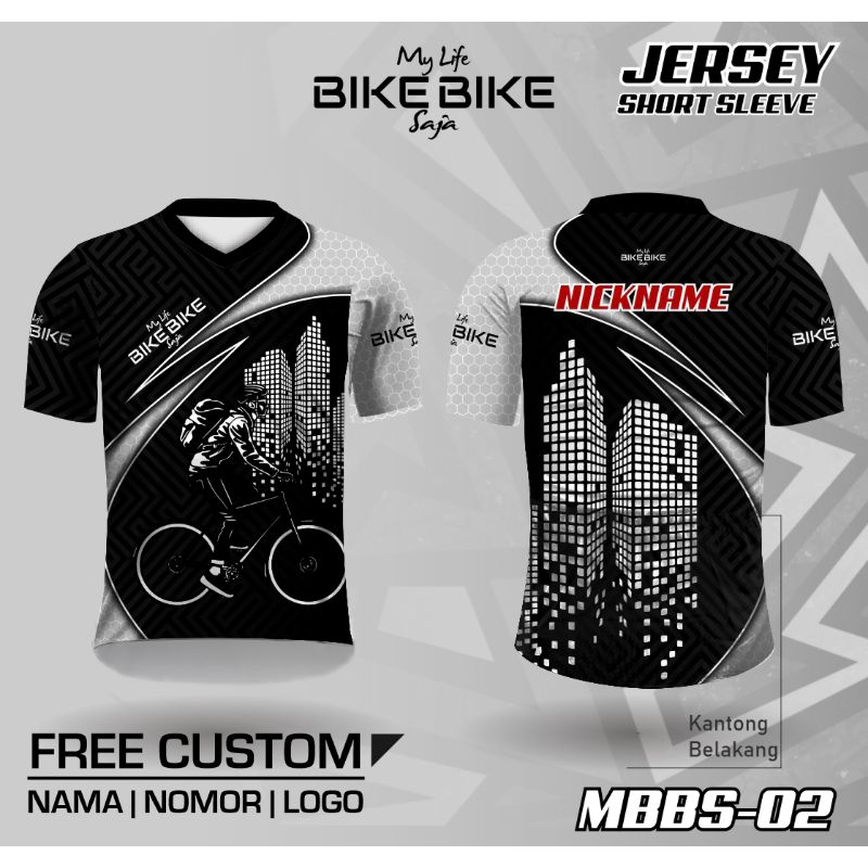 Jersey gowes kaos sepeda kantong belakang lengan pendek