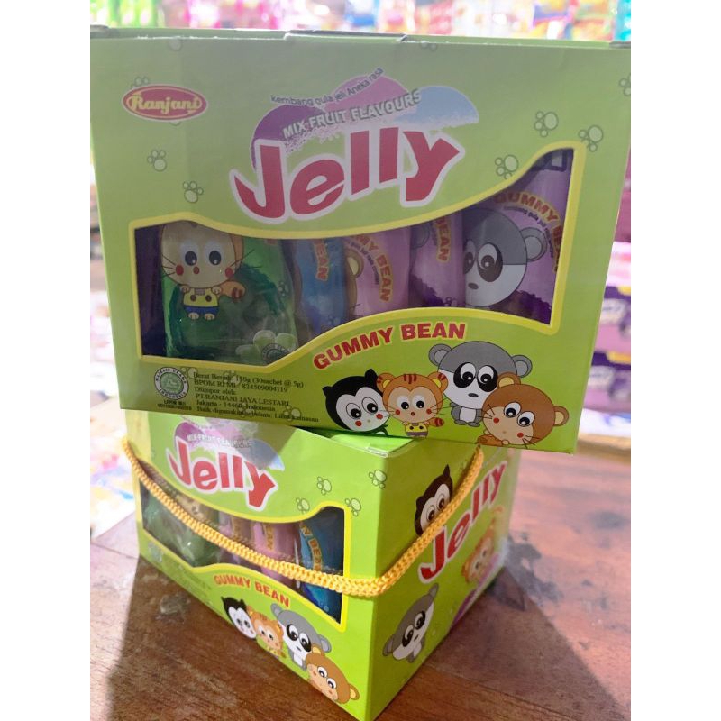 

GUMMY BEAN PERMEN GULA JELI ANEKA RASA 1 BOX ISI 30BUNGKUS @5gr