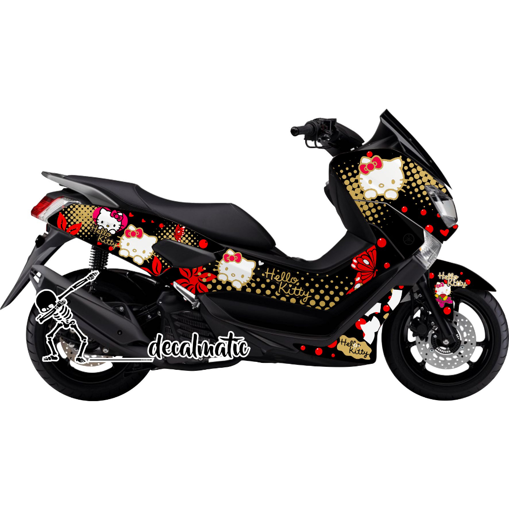 Decal Nmax Stiker Full Body Motor Yamaha N Max Hello Kitty - Hitam Gold