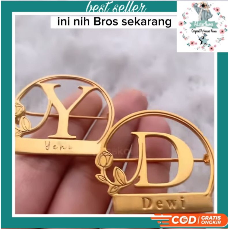 Bros Nama Custom Bros Jilbab/Bros Inisial Model Terbaru/Bros wanita