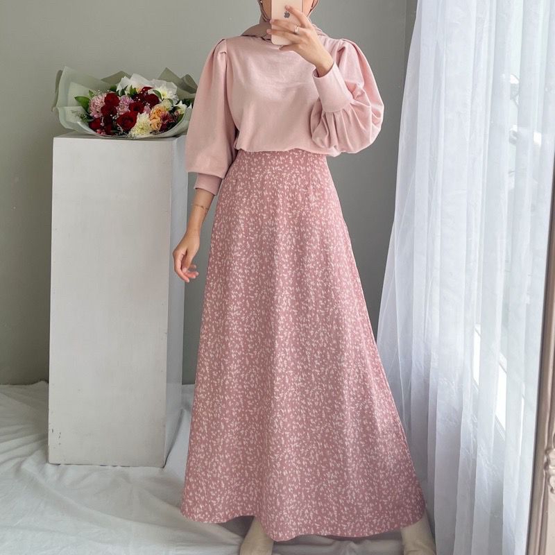 NARITA ROK FLOWY ROK MOTIF BUNGA KOREA HIJAB SKIRT FASHION WANITA KOREAN SKIRT IMPORT