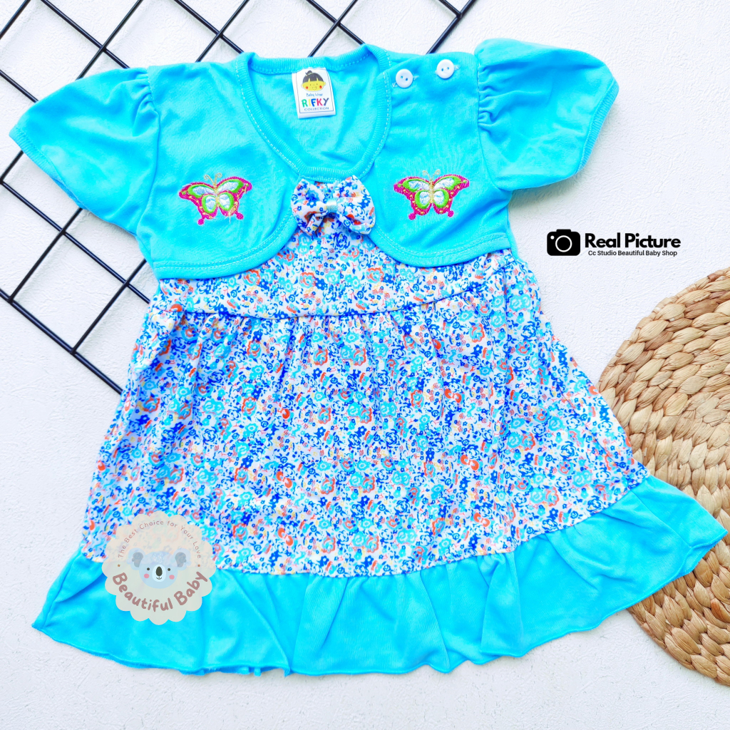 Dress Bayi Perempuan Motif Kupu Bunga / Gaun Rok Baju Bayi Perempuan  Merk Rifky / Baju Bayi Perempuan - Baby.ou