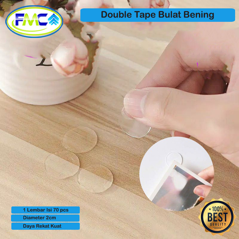 Double Tape Bulat Bening Transparan Magic Tape Dua Sisi Super Kuat Serbaguna Lem Titik Glue Balon Baloon Dekorasi Rumah
