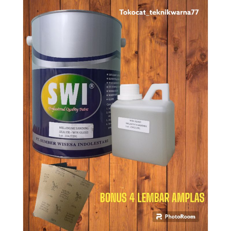 swi melamin sanding sealer win (5ltrset) ( bonus 4 lembar amplas)