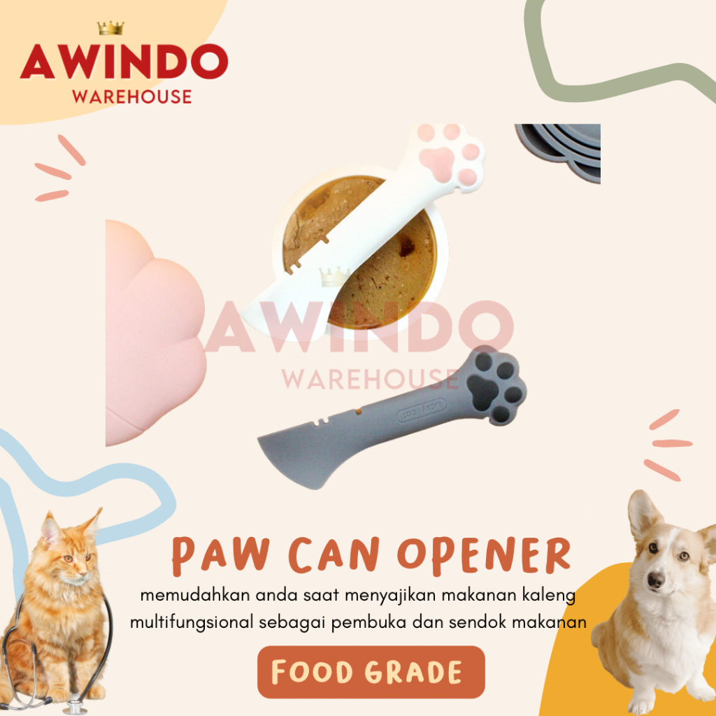 CIKOK - Sendok Spatula Pembuka Makanan Kaleng Hewan Kucing Anjing Silikon Paw Can Opener