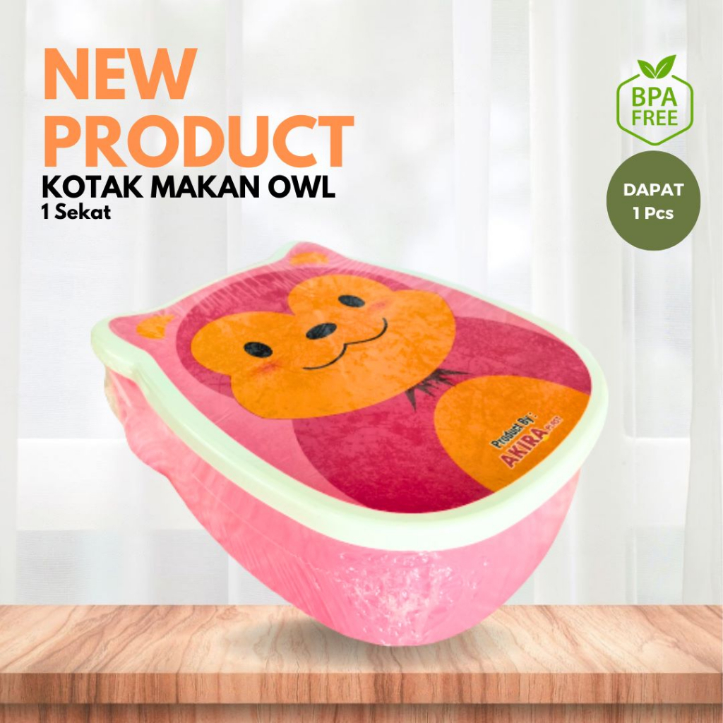 (SHT) Kotak Makan Sekat / Kotak Makan OWL / Kotak Bekal Anak Unik