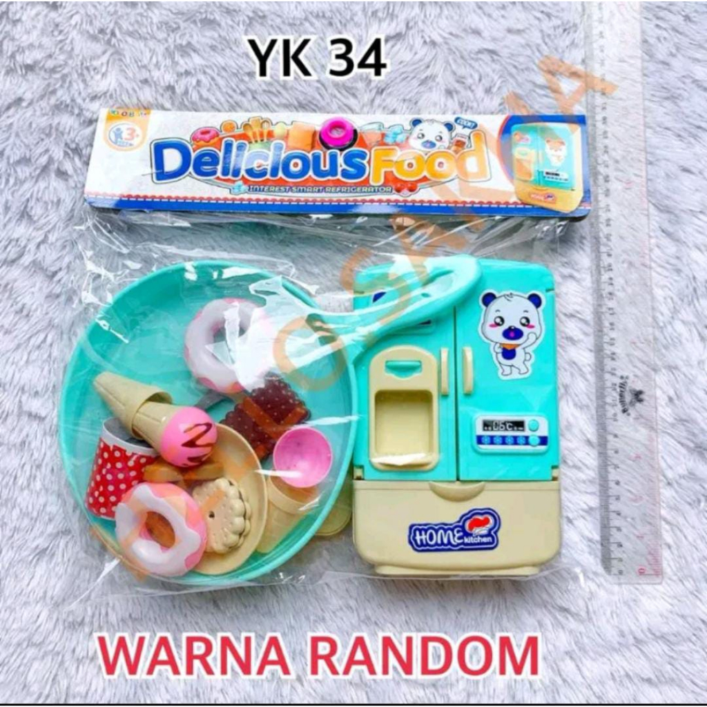 PROMO YK34 MAINAN MURAH ANAK DELICIOUS FOOD LEMARI KULKAS ICE CREAM / MAINAN MASAK MASAKAN SET