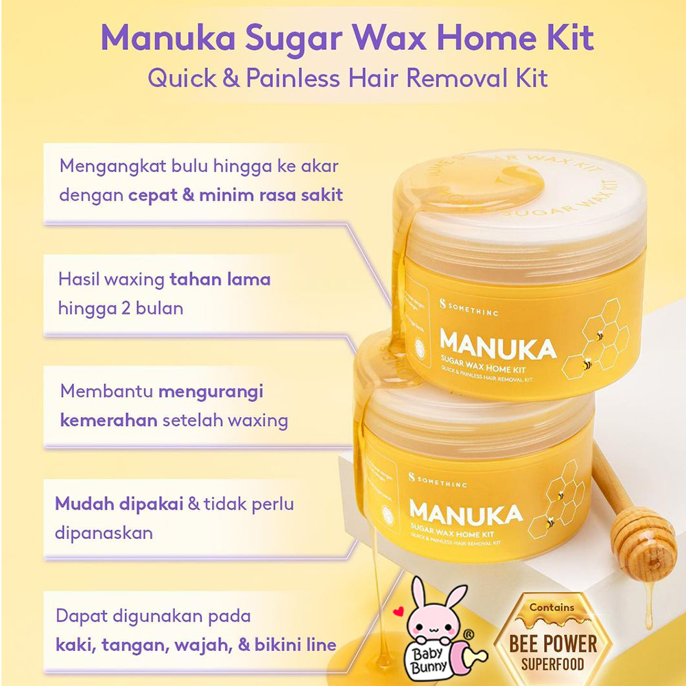 ❤ BELIA ❤ SOMETHINC Manuka Sugar Wax Home Kit (Waxing Natural untuk Tubuh) 200gr | Hair Recuder Cream 30gr | BPOM | BABY BUNNY