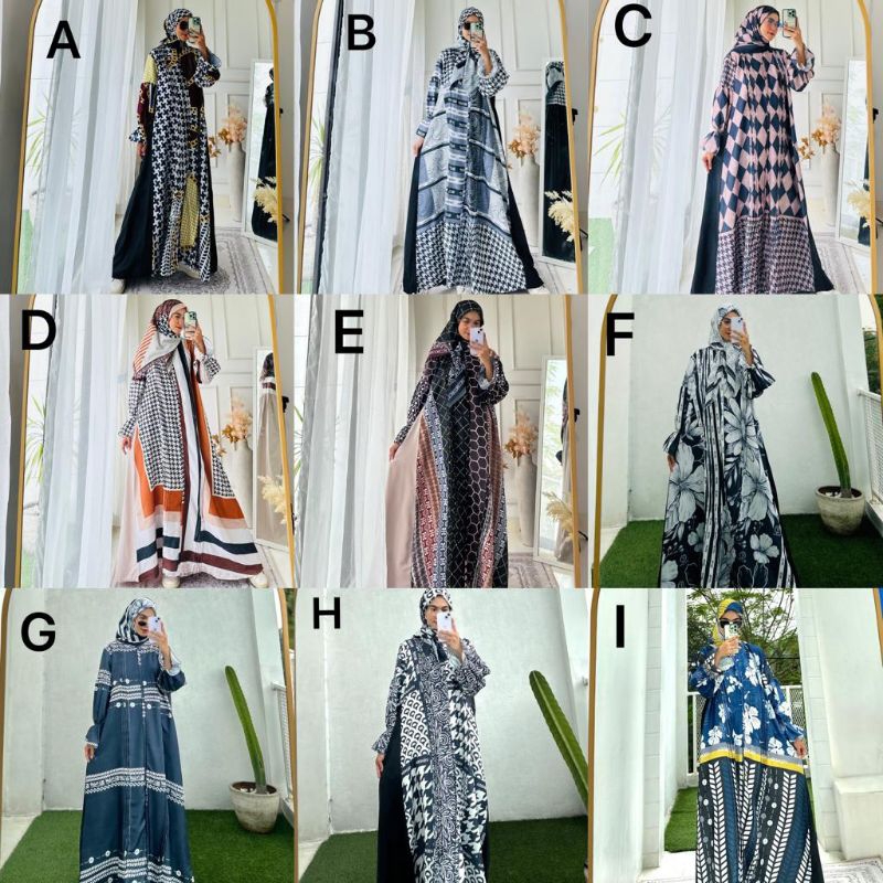 Falihah Series By Viendra Syari Original Abaya Syar'i Set Scraf Voal Segi Empat Modern Kekinian Gami