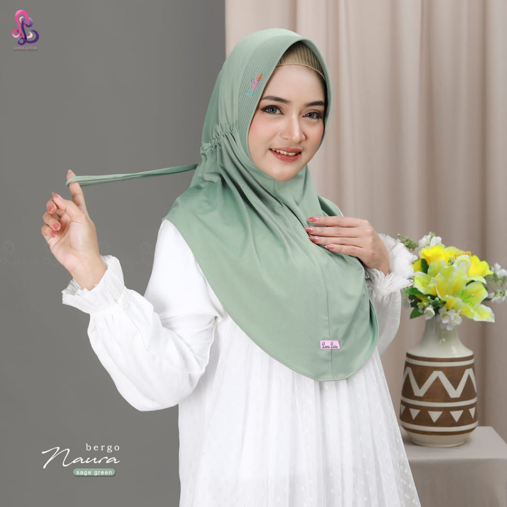Bergo Naura Linalivia Hijab serut Original /Bergo Naura Lina Livia Hijab /Jilab Serut sekolah /Jilba