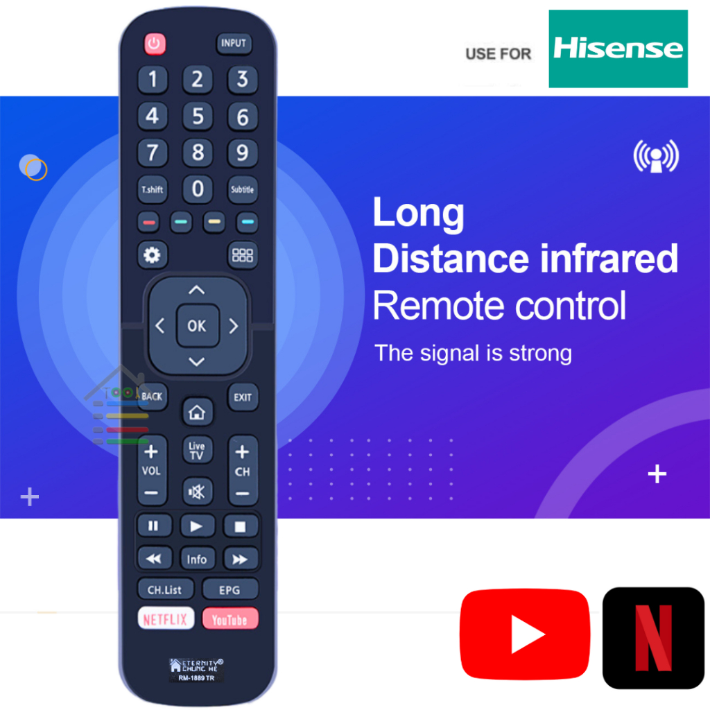 REMOTE TV POLYTRON HISENSE SMART TV YOUTUBE NETFLIX MULTI 1889TR