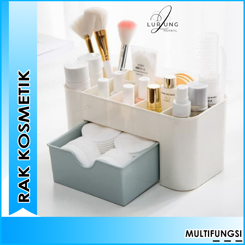 Tempat Make Up Aesthetic Rak Kosmetik Kotak Penyimpanan Wadah Mini Plastik