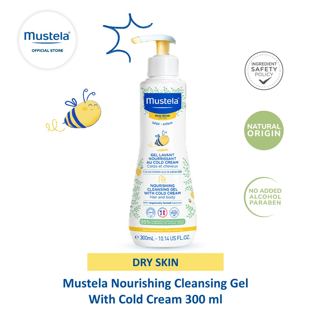 Mustela Nourishing Cleansing Gel with Cold Cream 300 ml - Sabun Mandi Bayi Kulit Kering