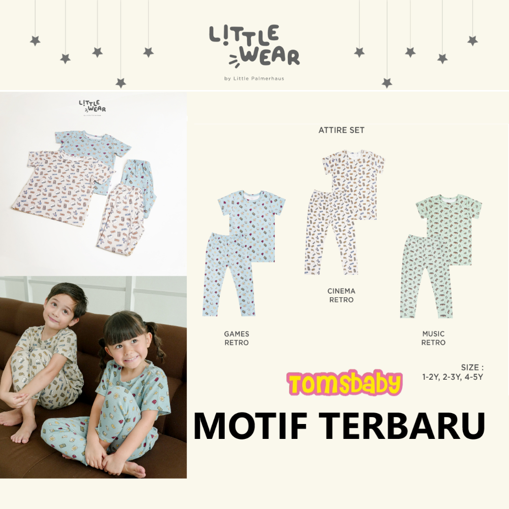 [TOMS] LITTLE PALMERHAUS (1stel) LITTLE WEAR Attire Set ( Baju Pendek + Celana Panjang )