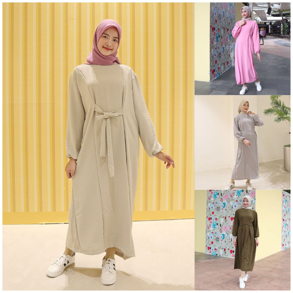 IZANY Midi DRESS / DRESS Muslim Wanita Crinkle Airflow