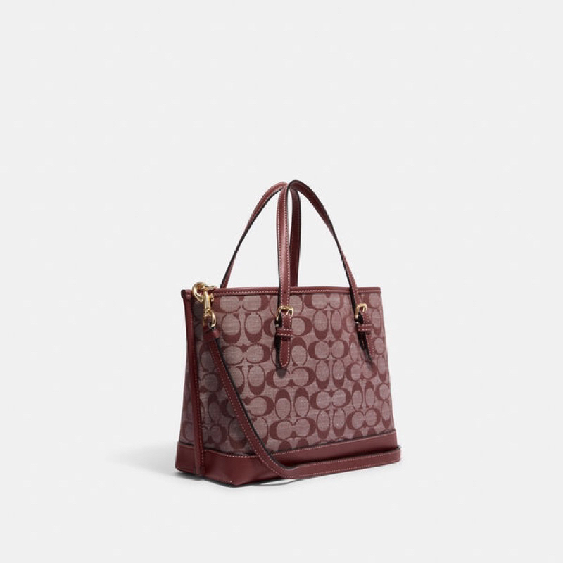 Coach Mollie Tote 25 In Signature Wine Multi (CH 228)